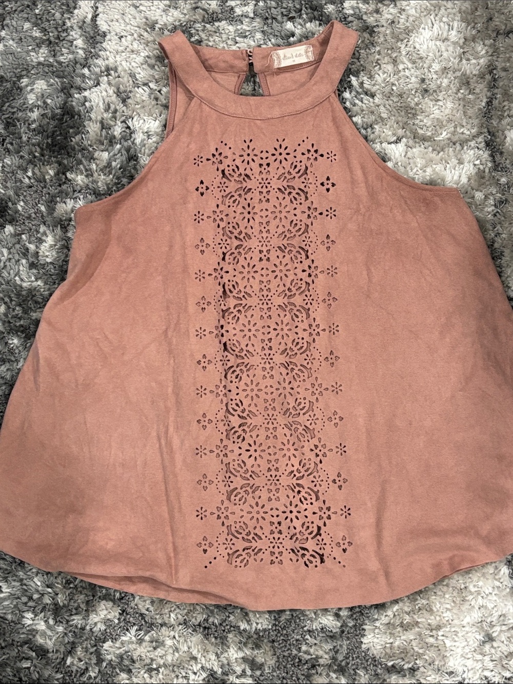 Altard state Sleeveless Laser-Cut Halter Top in Dusty Rose